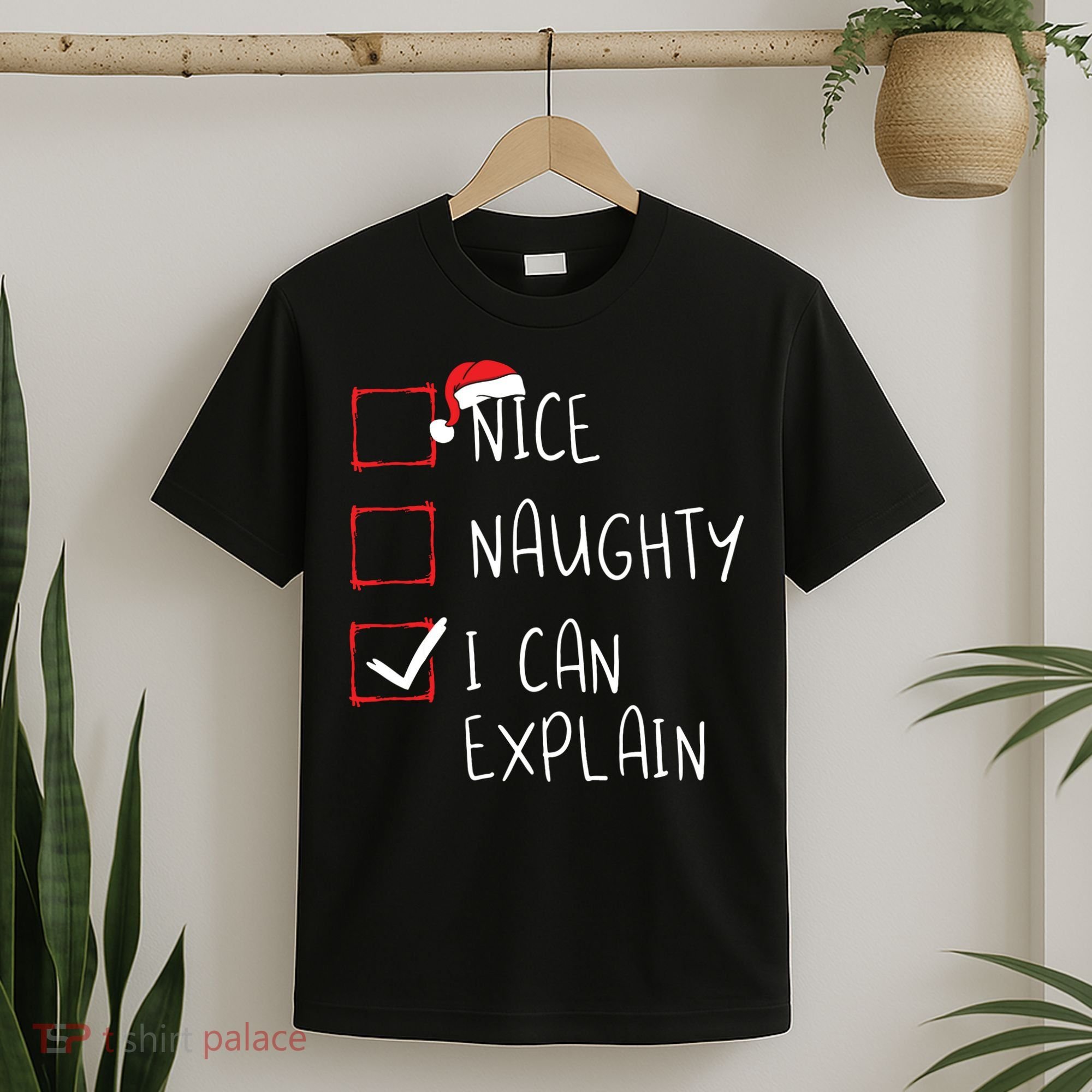 Nice Naughty I Can Explain Christmas List Xmas Santa Claus T-Shirt