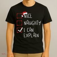 Nice Naughty I Can Explain Christmas List Xmas Santa Claus T-Shirt thumb 3