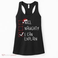 Nice Naughty I Can Explain Christmas List Xmas Santa Claus Women's Tank Top thumb 0