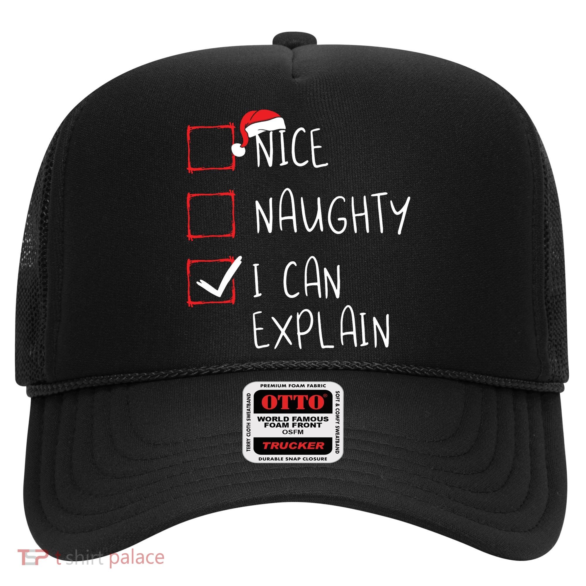 Nice Naughty I Can Explain Christmas List Xmas Santa Claus Hat