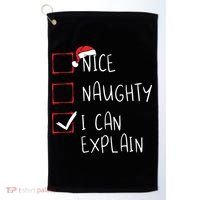 Nice Naughty I Can Explain Christmas List Xmas Santa Claus Golf Towel thumb 0