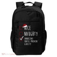 Nice Naughty Innocent Until Proven Guilty Christmas Checklist Backpack thumb 0