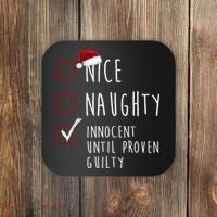 Nice Naughty Innocent Until Proven Guilty Christmas Checklist Coaster thumb 0