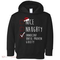 Nice Naughty Innocent Until Proven Guilty Christmas Checklist Toddler Hoodie thumb 0