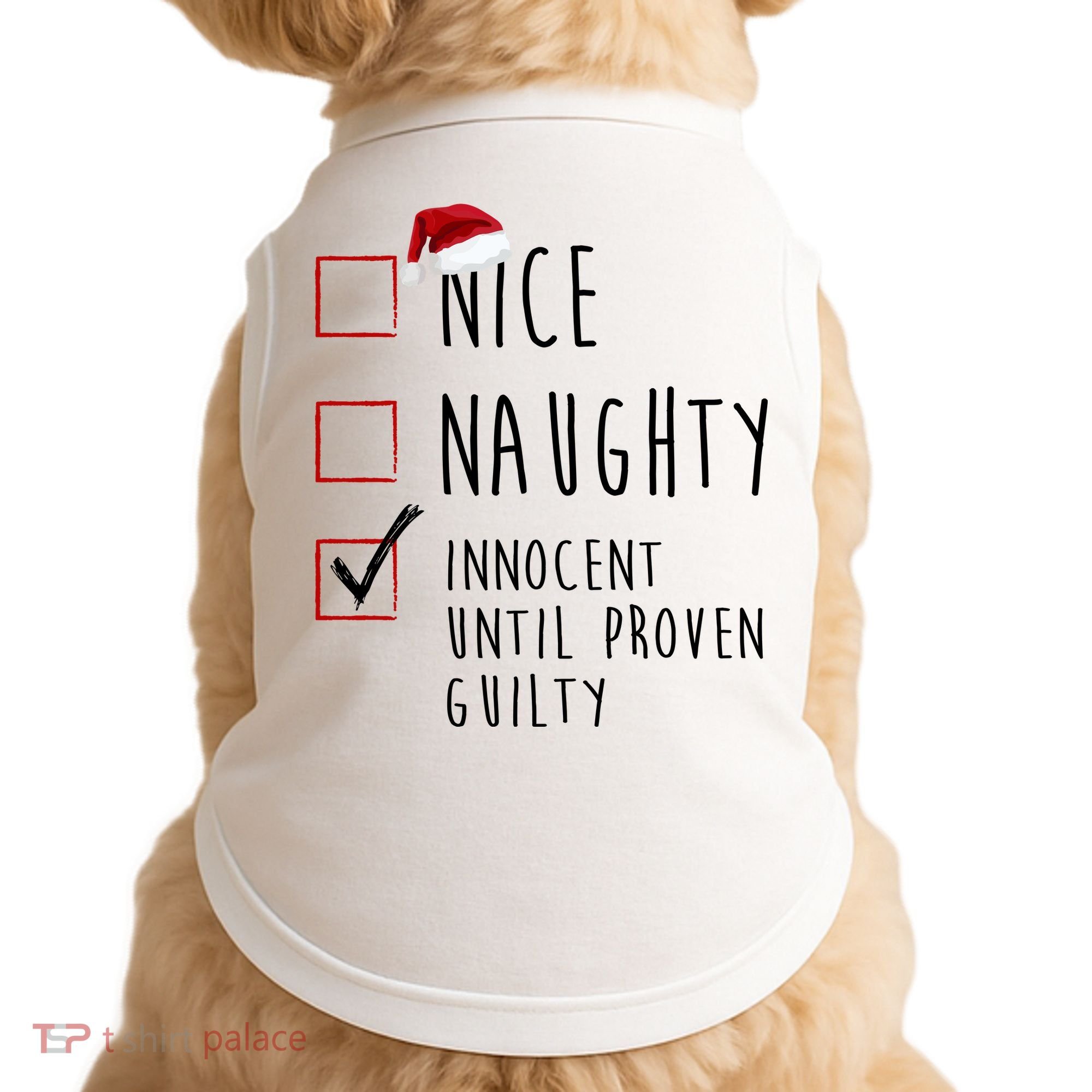 Nice Naughty Innocent Until Proven Guilty Christmas Checklist Doggie Tank