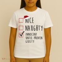 Nice Naughty Innocent Until Proven Guilty Christmas Checklist T-Shirt thumb 4