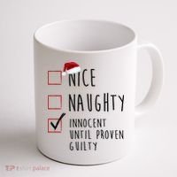 Nice Naughty Innocent Until Proven Guilty Christmas Checklist Coffee Mug thumb 1