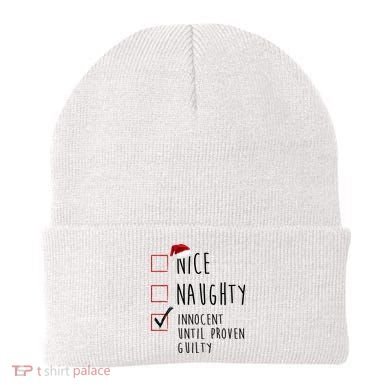 Nice Naughty Innocent Until Proven Guilty Christmas Checklist Beanie