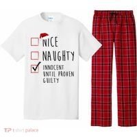 Nice Naughty Innocent Until Proven Guilty Christmas Checklist Pajama Set thumb 0