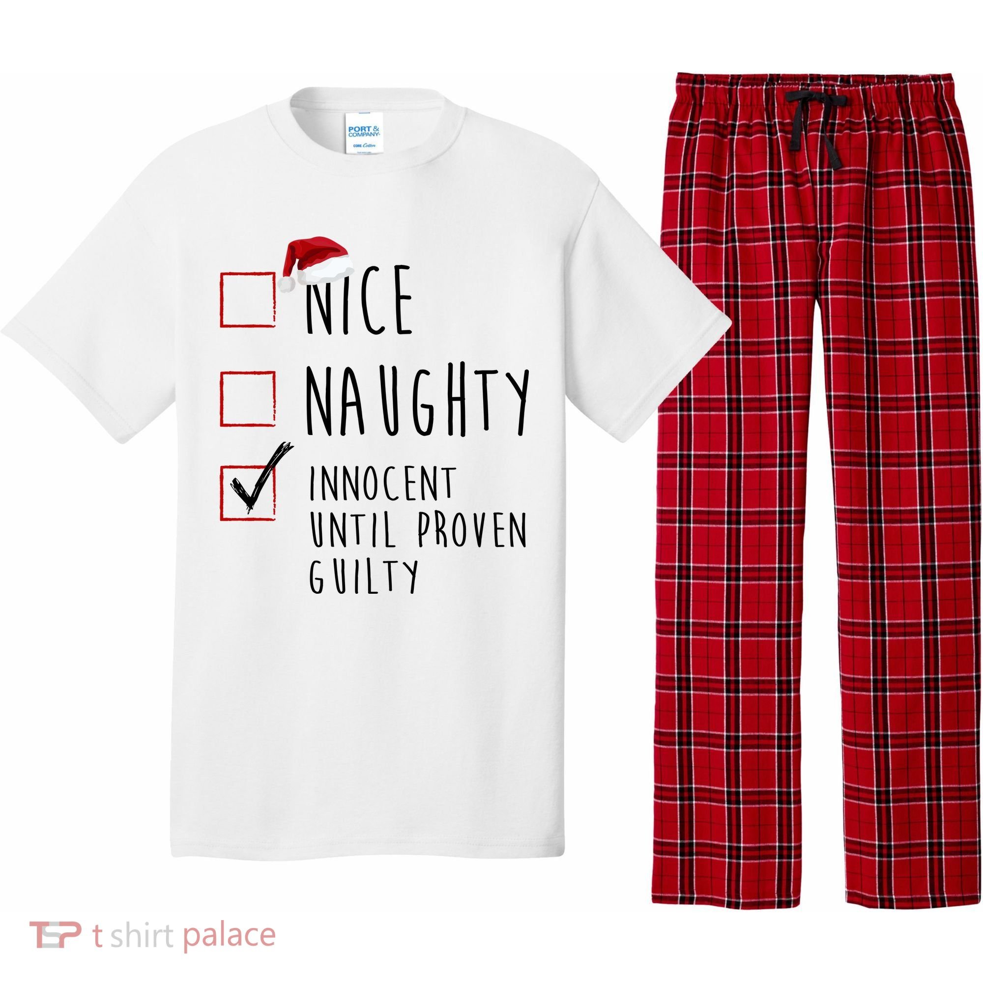 Nice Naughty Innocent Until Proven Guilty Christmas Checklist Pajama Set