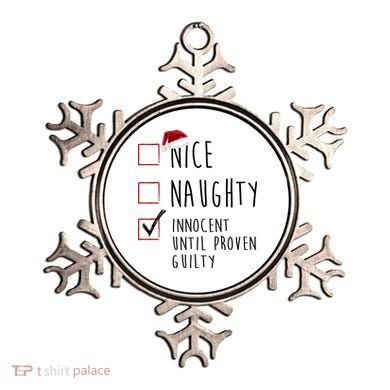 Nice Naughty Innocent Until Proven Guilty Christmas Checklist Ornament