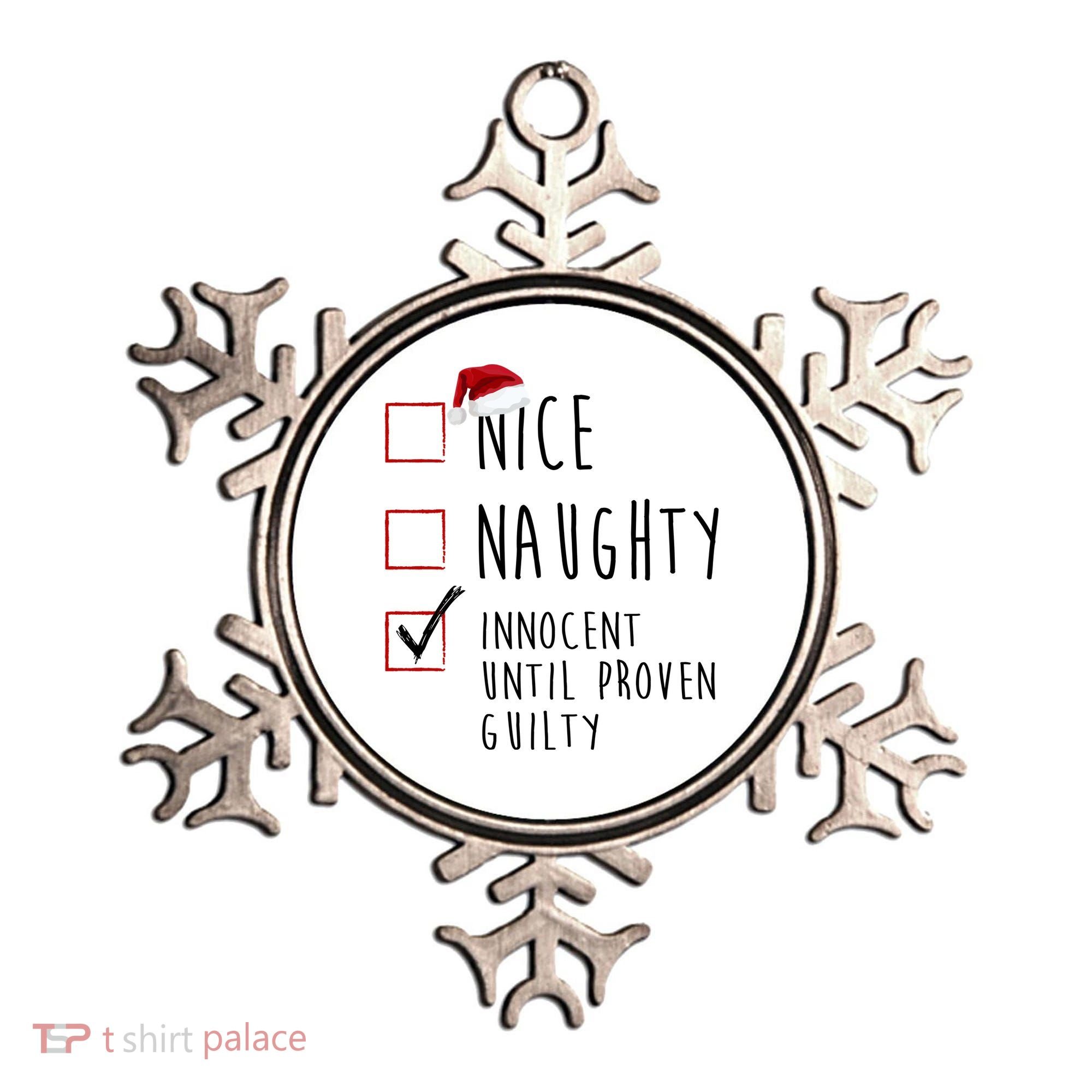 Nice Naughty Innocent Until Proven Guilty Christmas Checklist Ornament