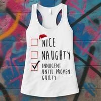 Nice Naughty Innocent Until Proven Guilty Christmas Checklist Women's Tank Top thumb 3