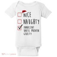 Nice Naughty Innocent Until Proven Guilty Christmas Checklist Baby Bodysuit thumb 0