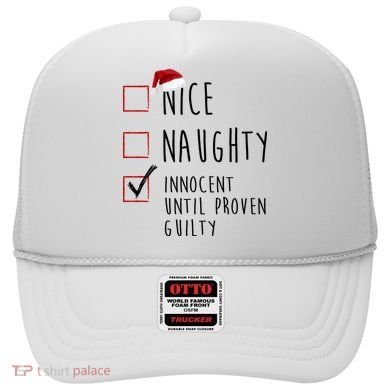 Nice Naughty Innocent Until Proven Guilty Christmas Checklist Hat