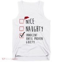 Nice Naughty Innocent Until Proven Guilty Christmas Checklist Tank Top thumb 0