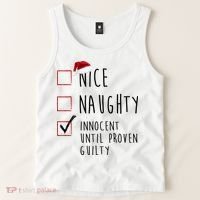 Nice Naughty Innocent Until Proven Guilty Christmas Checklist Tank Top thumb 2