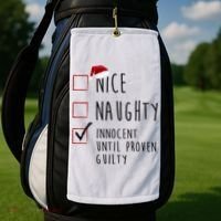 Nice Naughty Innocent Until Proven Guilty Christmas Checklist Golf Towel thumb 2