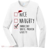 Nice Naughty Innocent Until Proven Guilty Christmas Checklist Women's Long Sleeve Shirt thumb 0