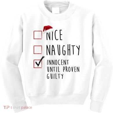 Nice Naughty Innocent Until Proven Guilty Christmas Checklist Kids Sweatshirt