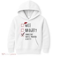 Nice Naughty Innocent Until Proven Guilty Christmas Checklist Kids Hoodie thumb 0