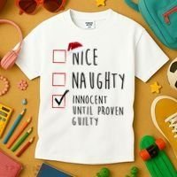 Nice Naughty Innocent Until Proven Guilty Christmas Checklist Kids T-Shirt thumb 3