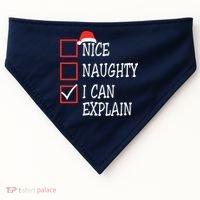Nice Naughty I Can Explain Christmas List Xmas Santa Claus USA-Made Doggie Bandana thumb 0