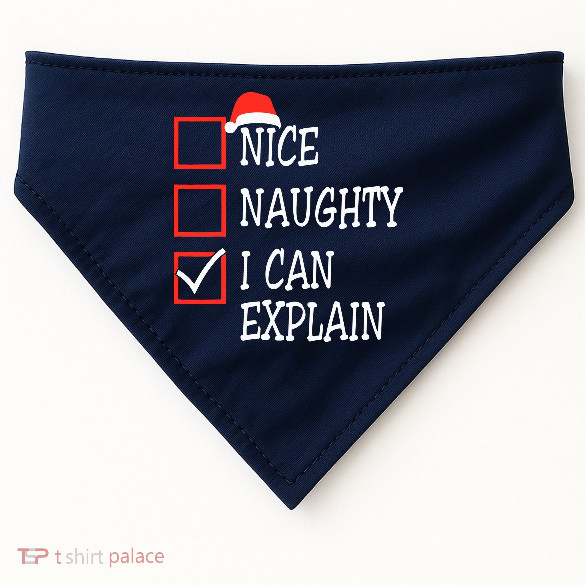 Nice Naughty I Can Explain Christmas List Xmas Santa Claus USA-Made Doggie Bandana
