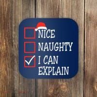 Nice Naughty I Can Explain Christmas List Xmas Santa Claus Coaster thumb 0