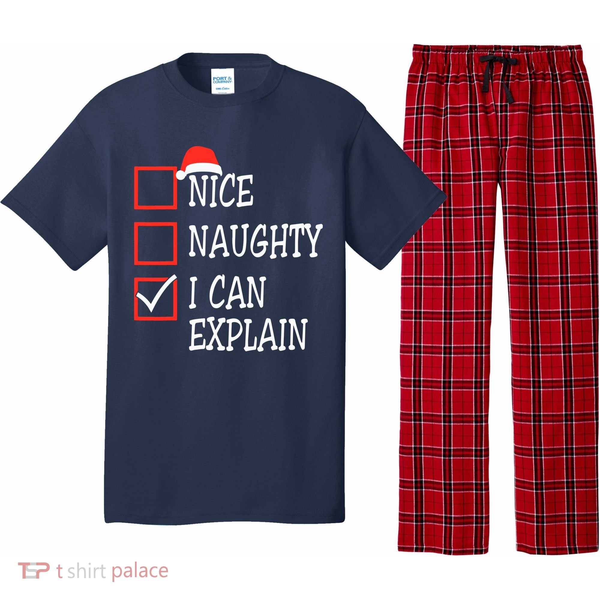Nice Naughty I Can Explain Christmas List Xmas Santa Claus Pajama Set