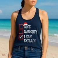 Nice Naughty I Can Explain Christmas List Xmas Santa Claus Women's Tank Top thumb 2