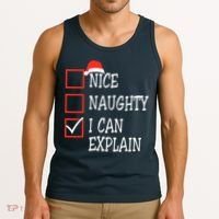 Nice Naughty I Can Explain Christmas List Xmas Santa Claus Tank Top thumb 3