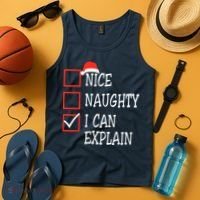 Nice Naughty I Can Explain Christmas List Xmas Santa Claus Tank Top thumb 4