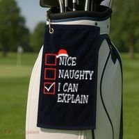 Nice Naughty I Can Explain Christmas List Xmas Santa Claus Golf Towel thumb 2