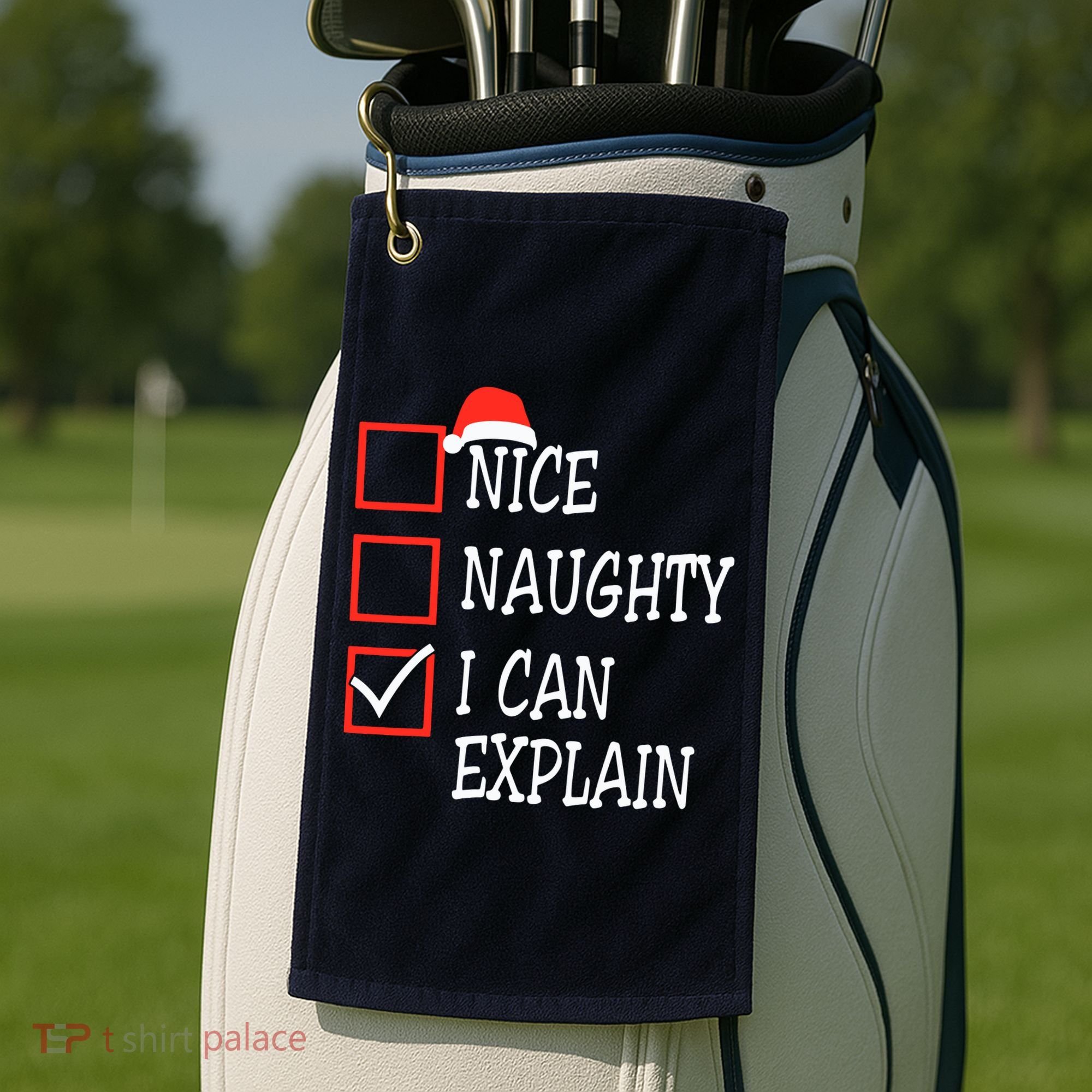 Nice Naughty I Can Explain Christmas List Xmas Santa Claus Golf Towel