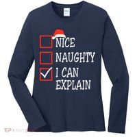 Nice Naughty I Can Explain Christmas List Xmas Santa Claus Women's Long Sleeve Shirt thumb 0