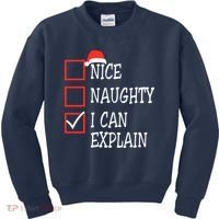 Nice Naughty I Can Explain Christmas List Xmas Santa Claus Kids Sweatshirt thumb 0