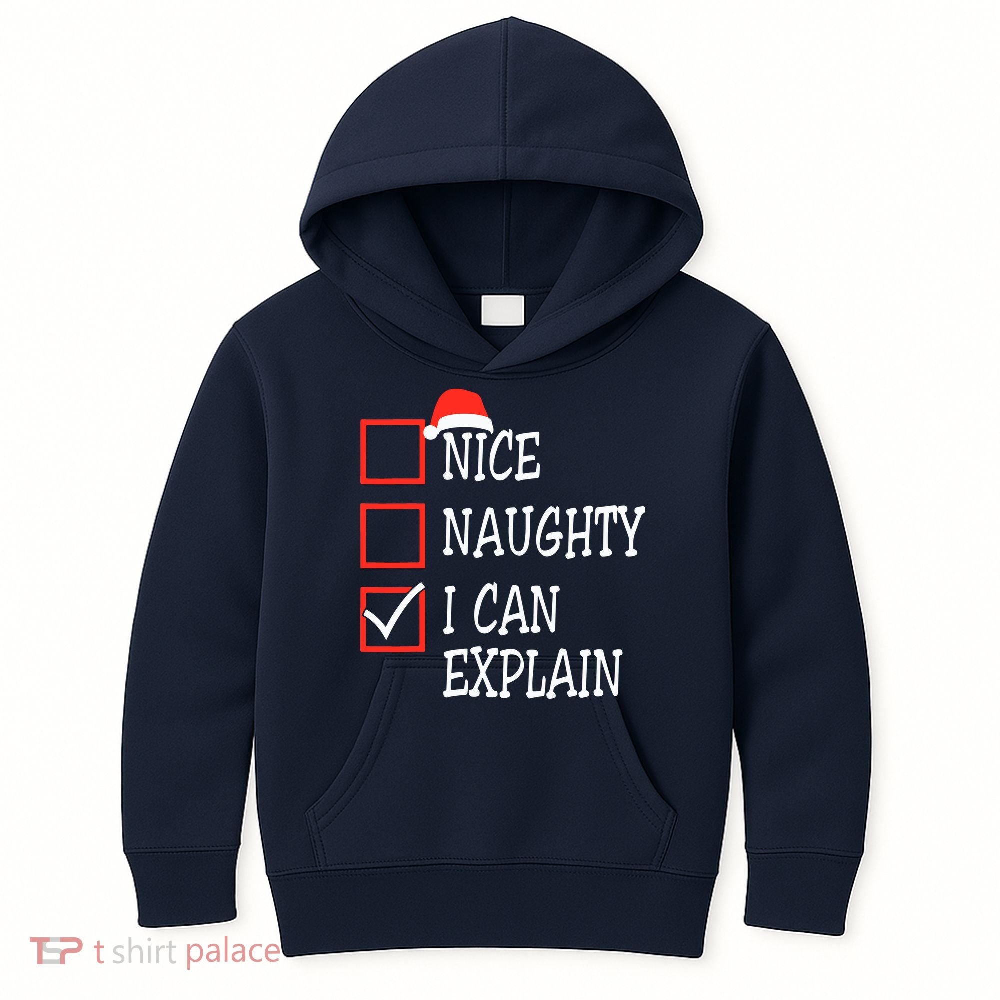 Nice Naughty I Can Explain Christmas List Xmas Santa Claus Kids Hoodie
