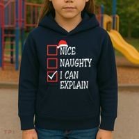 Nice Naughty I Can Explain Christmas List Xmas Santa Claus Kids Hoodie thumb 3