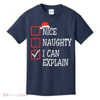 Nice Naughty I Can Explain Christmas List Xmas Santa Claus Kids T-Shirt thumb 0