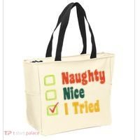 Naughty Nice I Tried Funny Christmas Tote Bag thumb 2