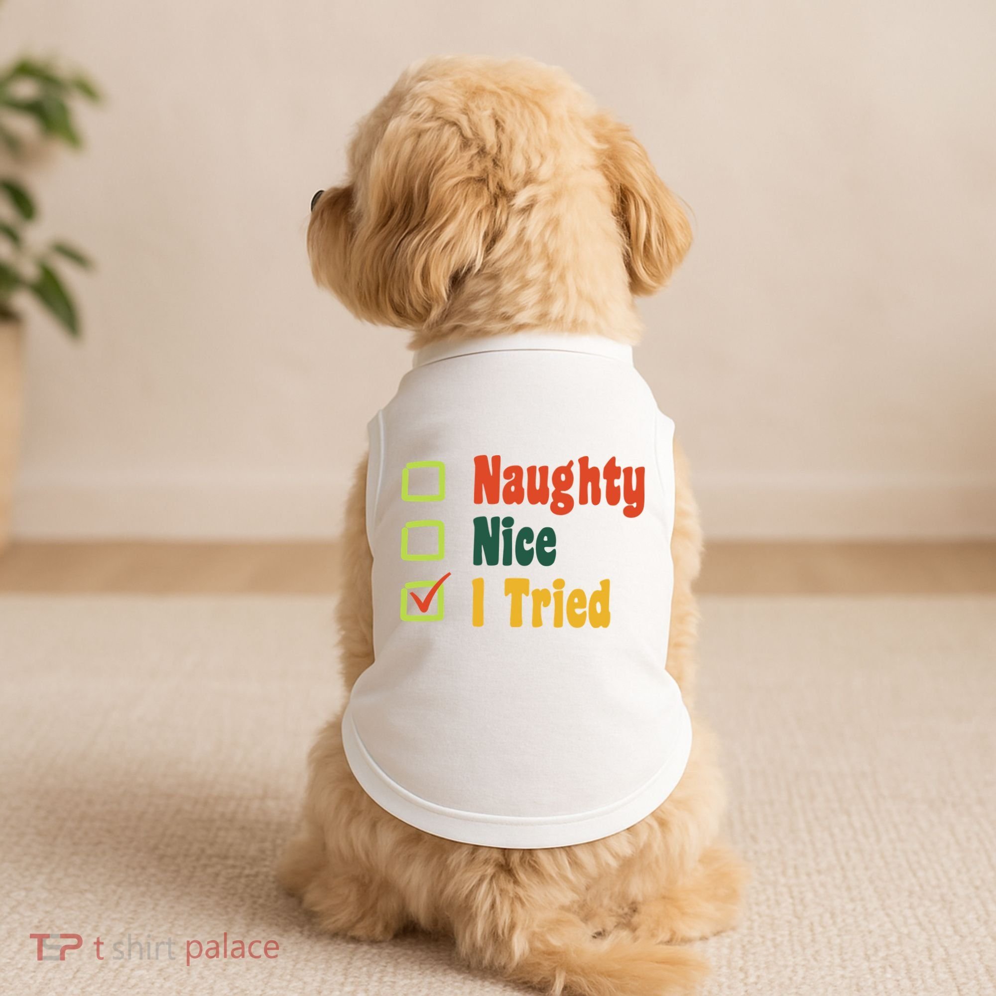 Naughty Nice I Tried Funny Christmas Doggie Tank