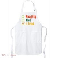 Naughty Nice I Tried Funny Christmas Apron thumb 0