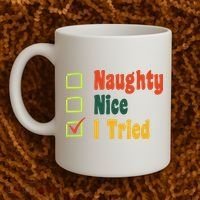 Naughty Nice I Tried Funny Christmas Coffee Mug thumb 2