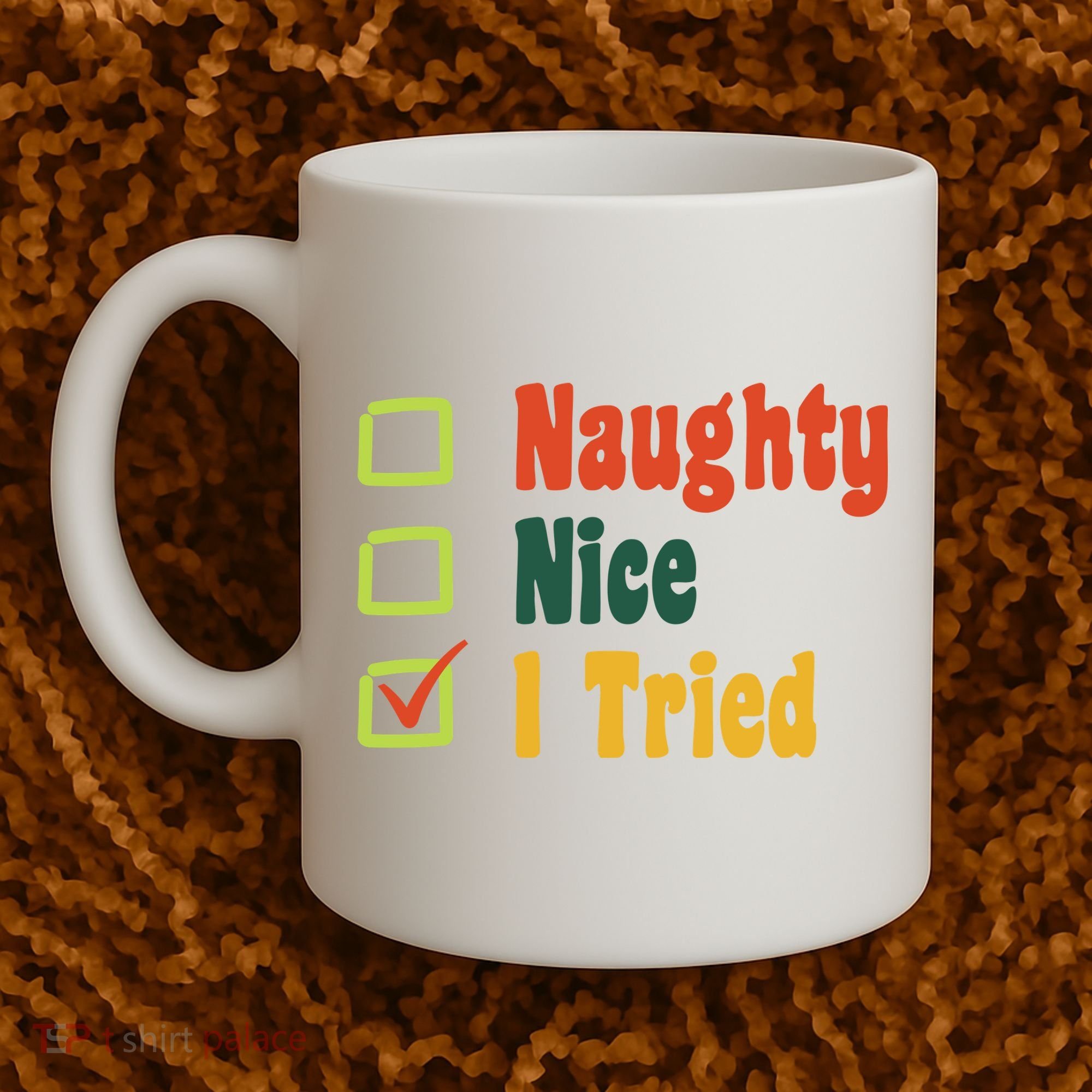 Naughty Nice I Tried Funny Christmas Coffee Mug