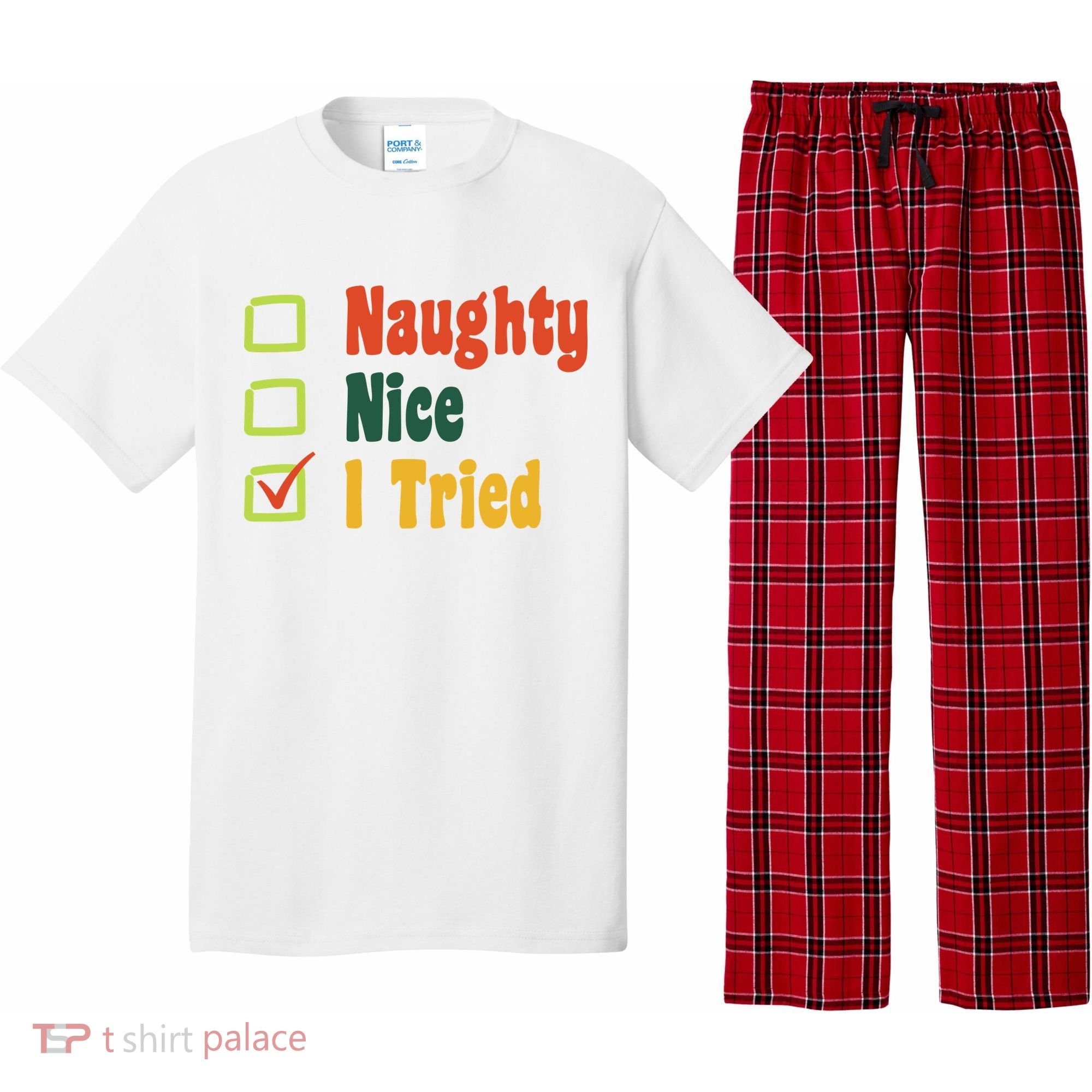 Naughty Nice I Tried Funny Christmas Pajama Set