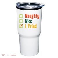 Naughty Nice I Tried Funny Christmas Tumbler thumb 0