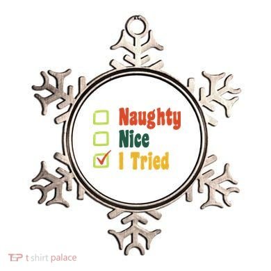 Naughty Nice I Tried Funny Christmas Ornament