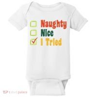 Naughty Nice I Tried Funny Christmas Baby Bodysuit thumb 0
