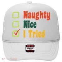 Naughty Nice I Tried Funny Christmas Hat thumb 0